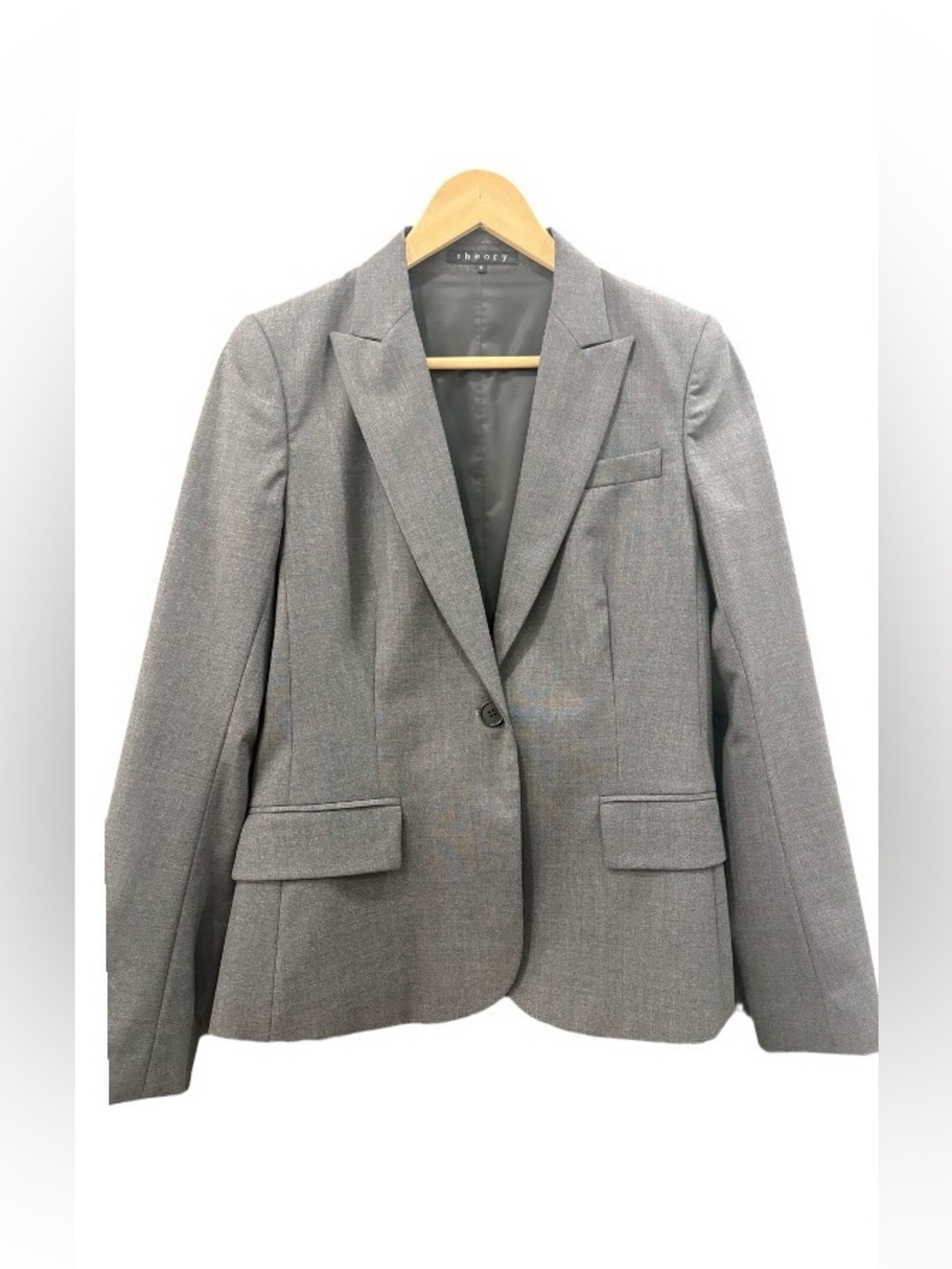 Theory Tailored Dark Gray Single-Button Blazer